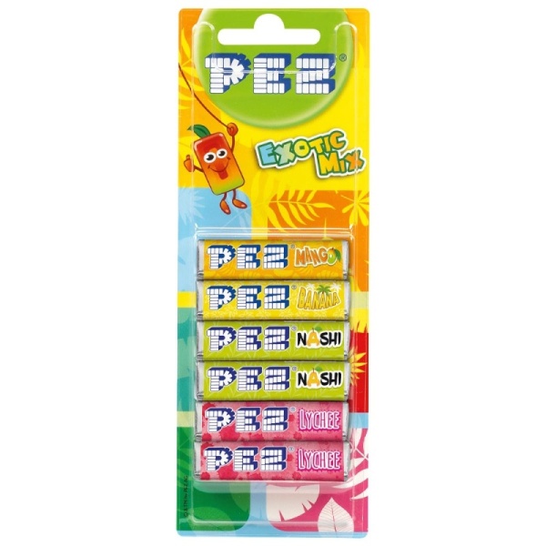 Exotic Flavour PEZ Refill Tablets 6 Pack Sweets 51g